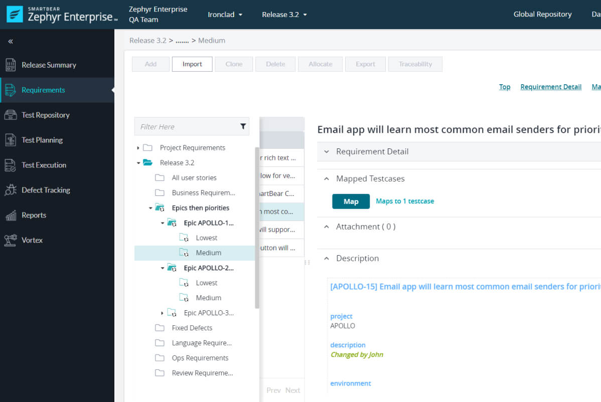 Zephyr Enterprise requirements management