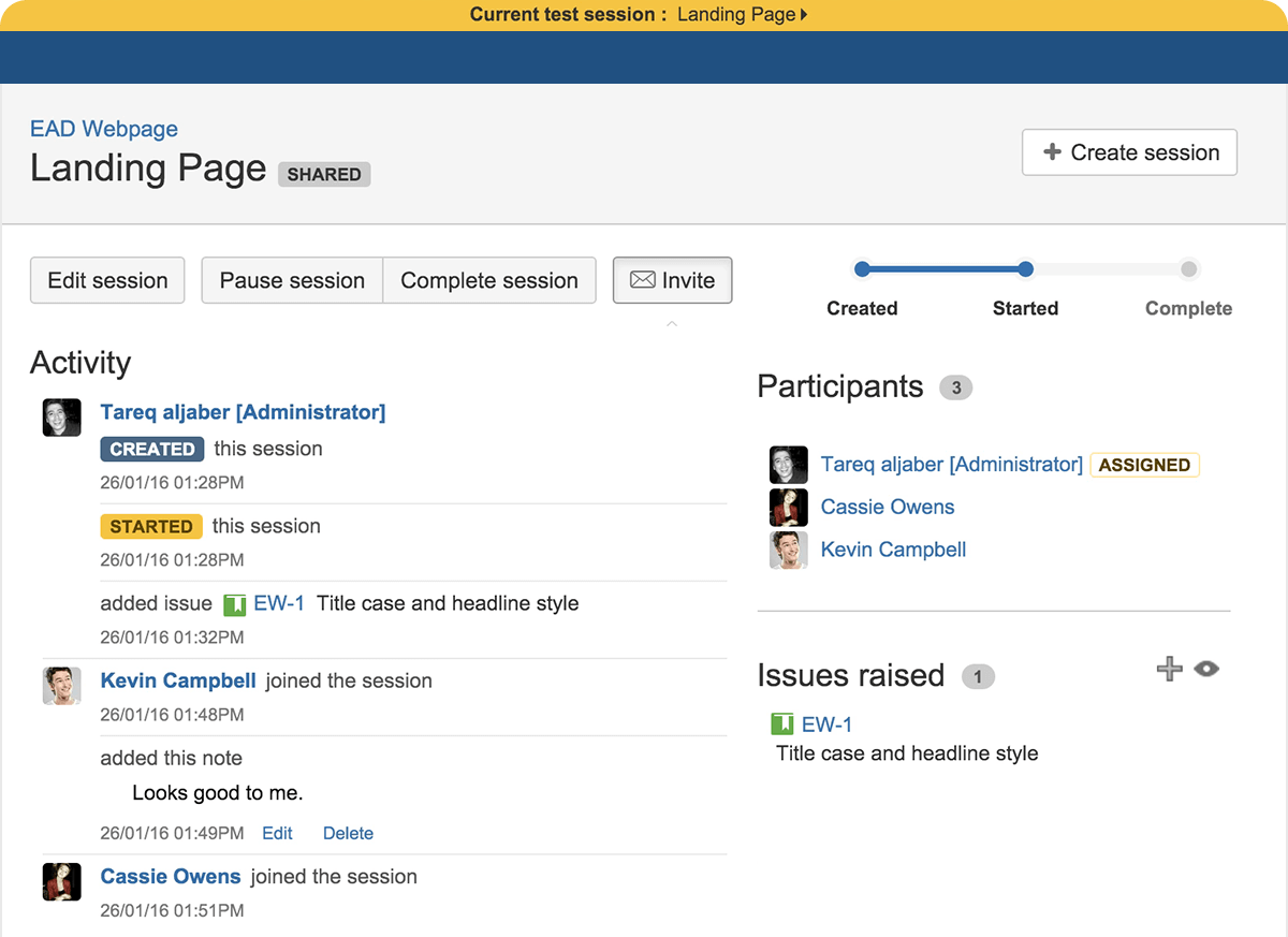 Jira Capture collaborative testing session