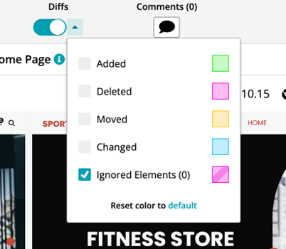 Ignore regions in visual testing