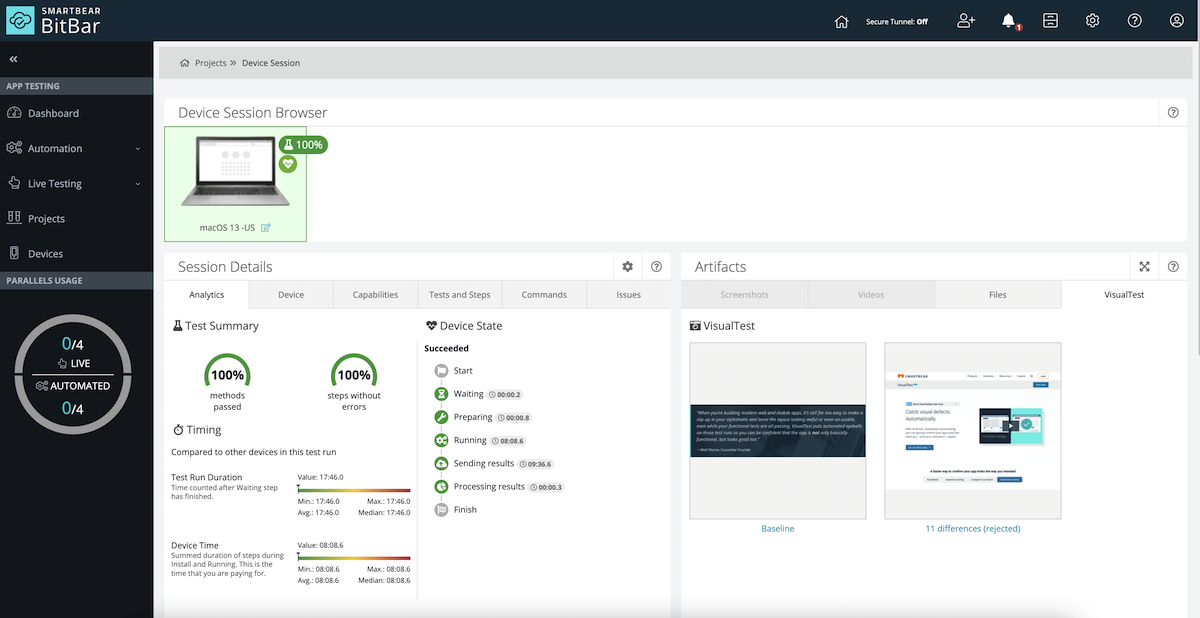 VisualTest integrated with BitBar