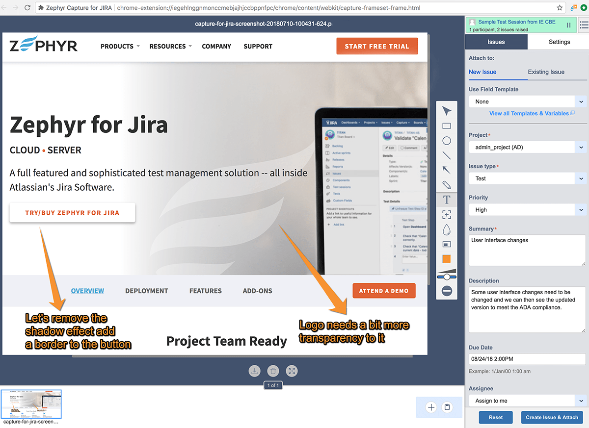 Capture screenshot with annotations